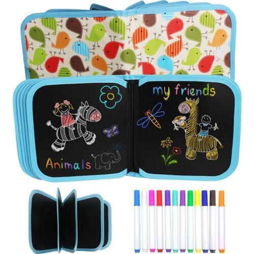 Children Kids Portable Painting Drawing Book Graffiti Board Writing Pad Erasable Drawing Board Kids DIY Blackboard Painting Toys