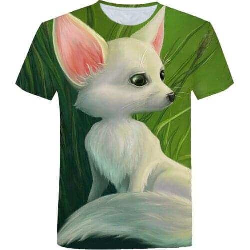 Kids T-Shirt 3D Harajuku Cute Cartoon Fox T-Shirt Summer Fashion Short Sleeve Tops Boys Girls Round Neck T Shirt 2021 New