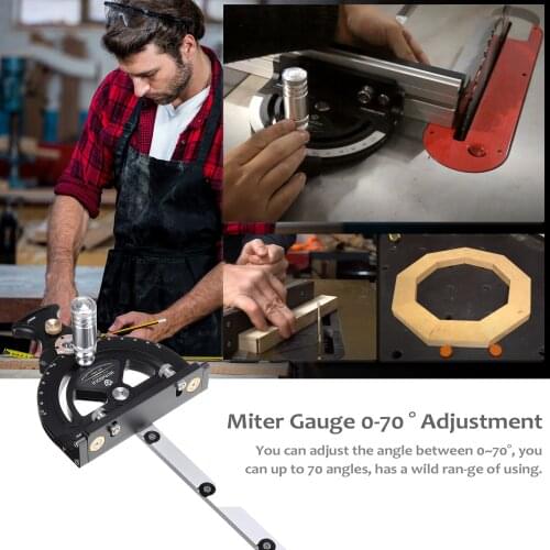 HONGDUI HD-TB01 Miter Gauge 0-70° Adjustment Woodworking Table Saw Handle 70° Assembly Angle Ruler Quick Setting Carpenter Tools