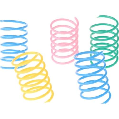 Cat Toys Spring Plastic Bounce 5pcs Colorful Pet Kitten Random Color Interactive