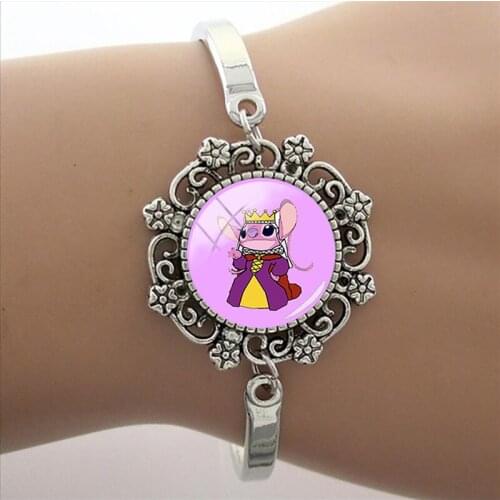 Disney Star Baby Stitch Bracelet Glass Handmade Classic Ladies Jewelry Cabochon Dome High Quality Bracelet Cartoon Bracelet