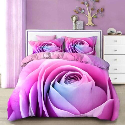 New arrival 100% cotton bedding set 3d print Blooming rose floral Duvet Valentines Day Gift bed linen 2/3pcs Pillowcase Bedcloth