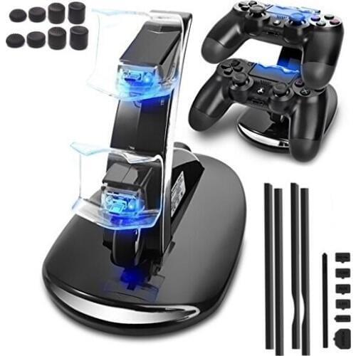 PS4 Pro Controller Dual USB Charging Dock Charger+Dust Proof Pack Jack Stopper Kits+8 caps For Playstation 4 Pro PS4 Pro Console