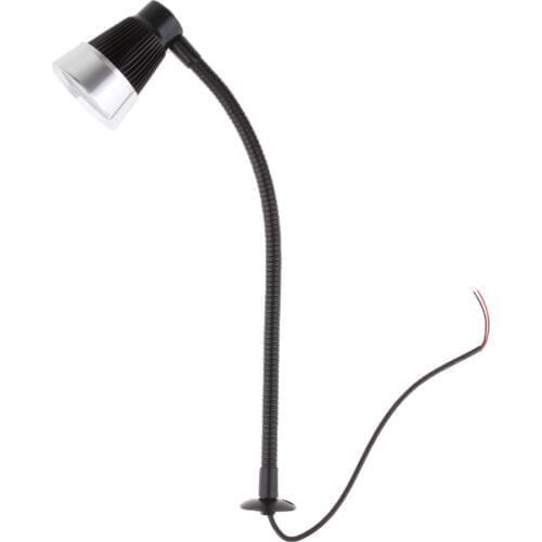 MagiDeal 2pcs Gooseneck LED Reading Lamp Headboard Wall Surface Mount Black