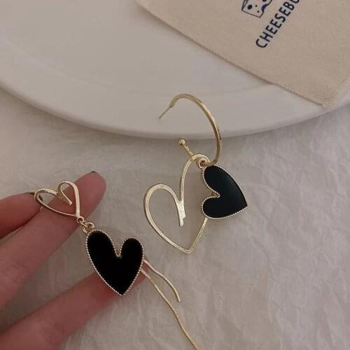 MESTILO New Trendy Asymmetry Long Love Heart Shape Tassels Acrylic Drop Earrings For Woman Classic Fashion Jewelry Party Gift