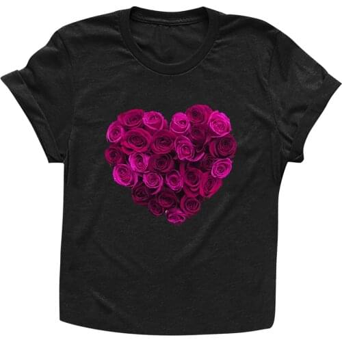 Fashion Women Valentines Day Print Tshirt Casual Loose Short Sleeve T-shirt Novelty Graphic Tops Camiseta Mujer Verano #P3