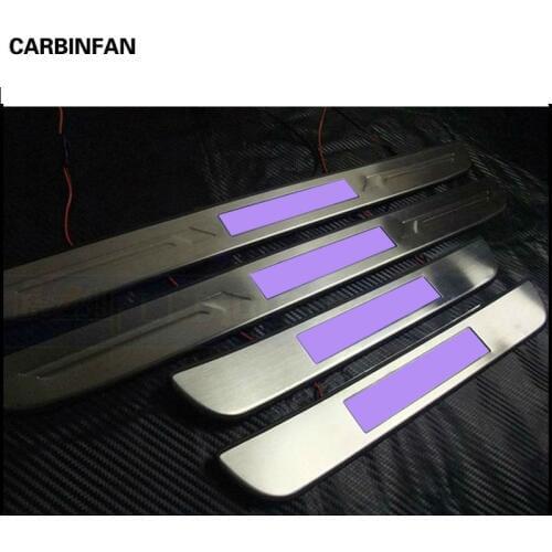 Stainless scuff plate LED door sill cover trim plate 4pcs/set car Sticker for 2007 2008 2009 2011 2012 2013 Toyota Corolla