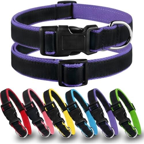 Nylon Custom Dog Collars Personalized Embroidery Pet Dog Tag Collar Adjustable Puppy Nameplate ID Collars Small Medium Large Dog