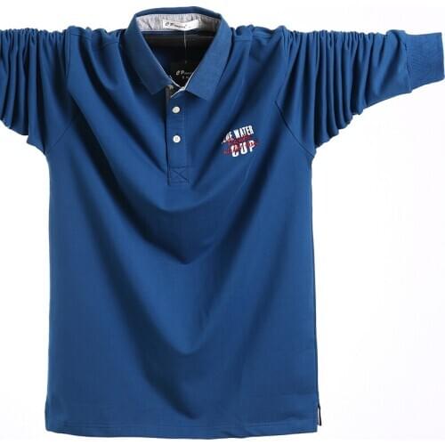 New Spring Men Polo Shirt Mens Work Casual 100% Cotton Male Top Tees Autumn Long Sleeve Polo Shirts Plus Size 5XL 6XL;GA481