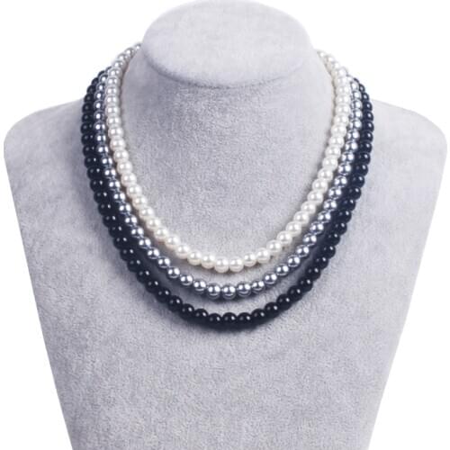 HOWAWAY Round Imitation Pearl Choker Necklace Multi Strands Choker 20s Flapper Necklace diy handmade bead necklace Themed Party