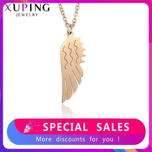 Xuping Necklace Characteristical Wing Shaped Rose Gold Color Plated for Women Chain Exquisite Jewelry Family Gift 45751