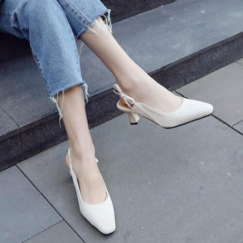 Big Size 9 10 11 12 13 14 15 high heels sandals women shoes woman summer ladies Butterfly-tied sandals with pointed back trips