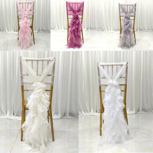 Upscale White Ivory Pink Chiffon Chair Covers Sash Bow for Weddings Banquet Event Decorations Supplies Free Shipping 100pcs/lot