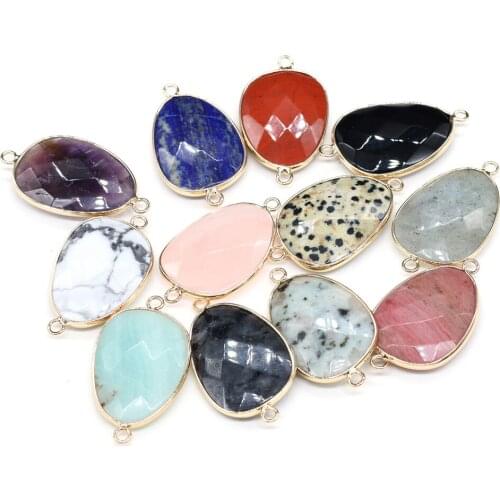 Natural Stone Double hole Connectors Irregular section Agate Pendant for jewelry making DIY necklace bracelet accessories