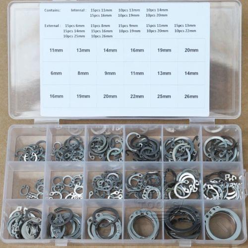 6mm - 26mm 304 Stainless Steel Circlip Retaining Ring Snap Ring Assortment Kit