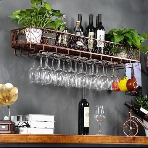 Wine glass rack hanging goblet creative red wine cup holder restaurant iron storage wall hanging upside down wine rack