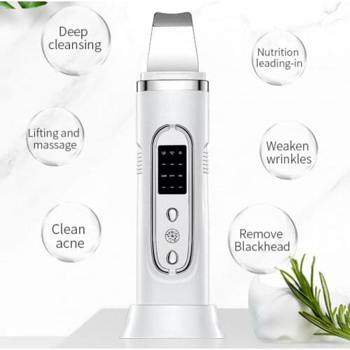 2021 Ultrasonic Skin Scrubber EMS Pulse Micro Electric Shovel Facial Pore Deep Cleaning Skin Lifting Blackhead Remover Skin Care