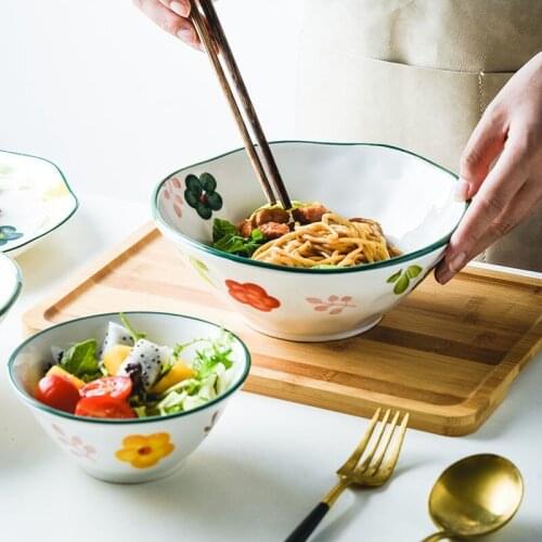 Japanese ceramic net red ins fruit salad bowl single breakfast cereal bowl household rice bowl noodle deep bowl