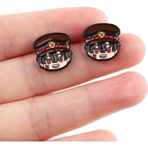 PF785 Japanese Anime Hanako-kun Cute Comics Anime Stainless Steel Pierce Ear Stud Earrings For Womans Enamel Earings Jewelry