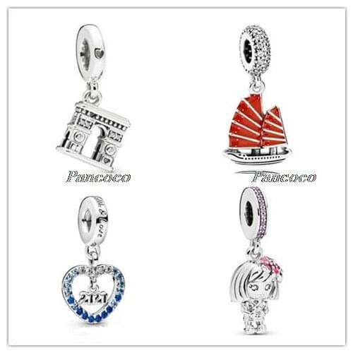 925 Sterling Silver Charm Vintage 2020 New Year Dangle Charm Beads Fit Women Pandora Bracelet & Necklace Jewelry