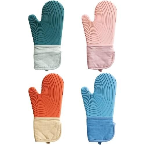 1 Pair Cooking Heat Resistant Silicone Microwave Gloves Kitchen Baking Cooking Tool BBQ Oven Baking Hot Pot Mitts