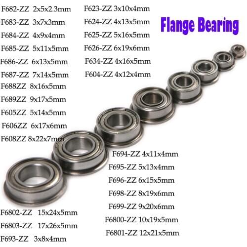 1pcs F682ZZ F683ZZ F684ZZ F685ZZ to F6803ZZ Deep Groove Miniature Flange Bearing Thin Wall Metal Shielded Flanged Ball Bearings