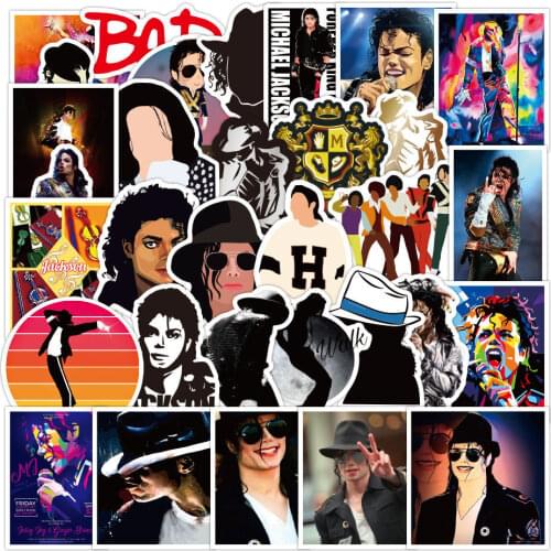 10/50PCS Michael Jackson Rock Dance Suitcase Stickers Cartoon Laptop Decoration Waterproof Guitar Refrigerator
