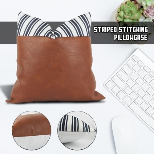 45x45cm PU stitching Pillow Case Geometric Printed Geometric Cushion Cover Sofa Bed Car Seat Home Decorative Pillowcase