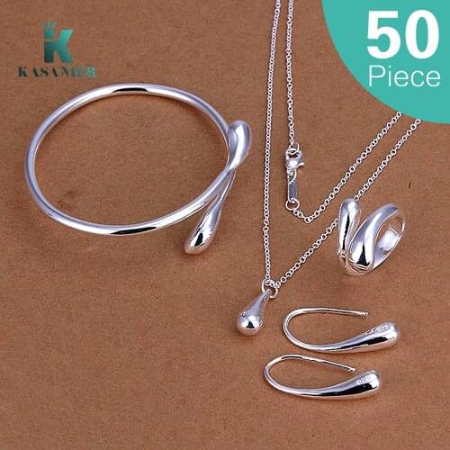 50 Sets Wholesale sales of silver jewelry women fashion jewelry Ring Earrings Bracelet Necklace