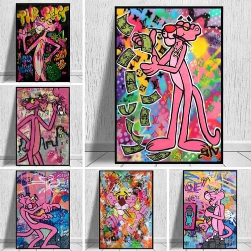 DIY 5D Diamond Painting Art Colourful Pink Panther Cross Stitch Kit Mosaic Art Rhinestone Diamond Embroidery Decoration Picture