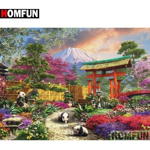 HOMFUN Diamond Painting Cross Stitch "Animal panda" Full Crystal Diamond Embroidery Needlework Craft Home Decor A14508