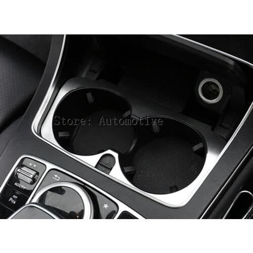 Aluminum Alloy Car Accessories For Mercedes Benz C Class W205 GLC 2015 2016 E W213 2017 Cup Holder Trim Sticker,Car Styling