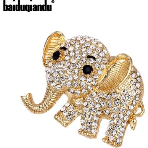 Baiduqiandu New Arrival Gold Color Plated Rhinestones Pave Elephant Brooches Fashion Ornament Jewelry Accessories
