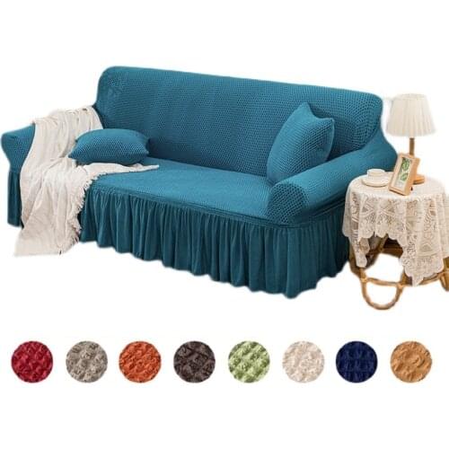 Luxury Jacquard Sofa Cover with Skirt European Sectional Couch Sofa Covers for Living Room Armchair Sofa Covers Elastic Stretch