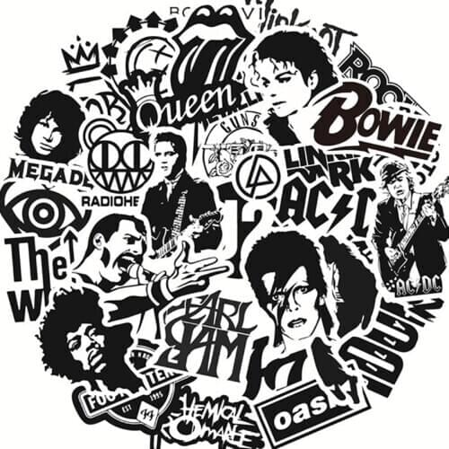 10/30/50 PCS punk rock band black and white waterproof stickers trolley case graffiti stickers decorative toys wholesale
