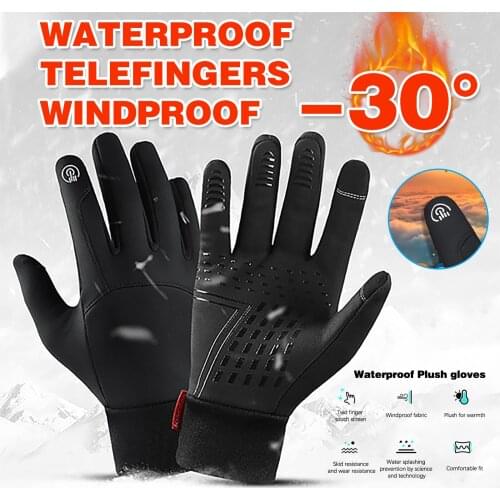 Black Winter Warm Gloves For Mens Women Ladies Winter Accessories Running Skiing Cycling Gloves Handschoenen Guantes Ciclismo