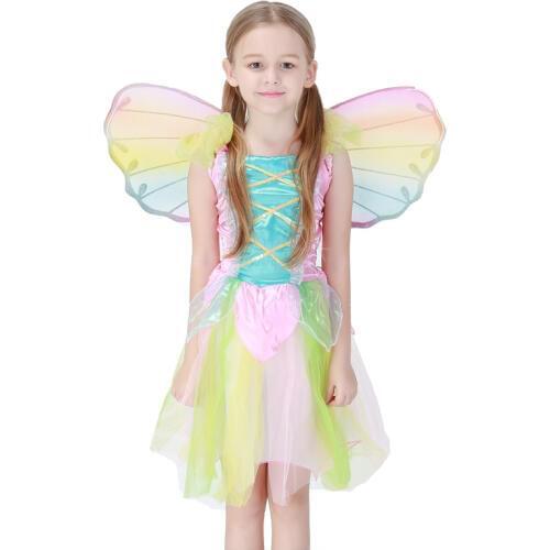 Svitania Children Cosplay Butterfly Angle Swings Beautiful Children Elf Party Colorful Chiffon Costume