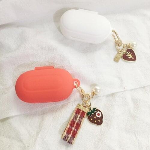 For Samsung Galaxy Buds Plus/Buds + Case Luxury Cute Rose Pearl Pendant Keychain Cover For Galaxy Buds Earphone Protective Cover