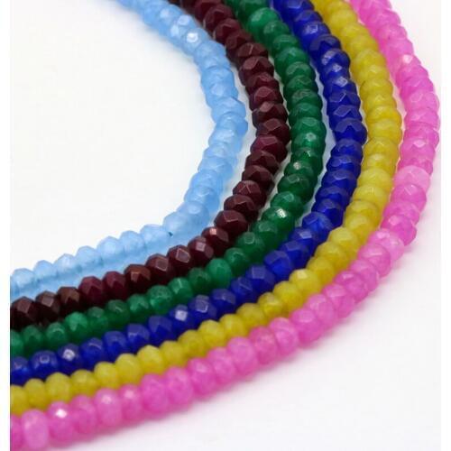 Abacus Shaped Faceted Chalcedony 2x4mm Loose Beads DIY Six Color Choices Accessory Women Jewelry Making Design 15"