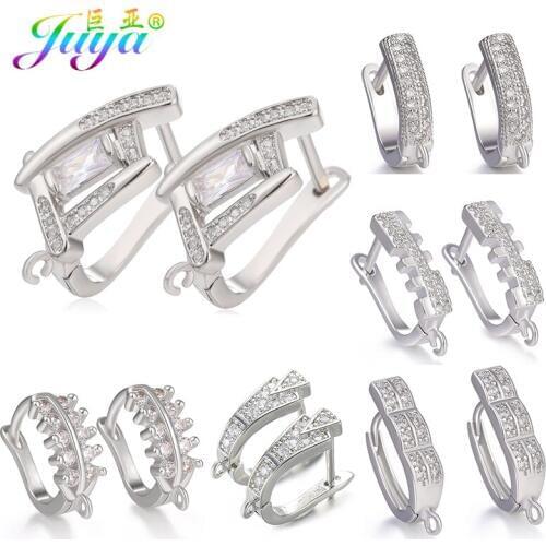 Juya DIY Earrings Components Supplies AAA Cubic Zirconia Lever-Back Fastener Earring Hooks For Women Fashion Earrings Making