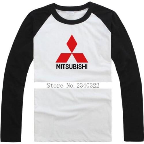 Trucker fans autumn spring raglan sleeves mitsubishi logo long sleeved T-shirt full sleeve causual T shirt