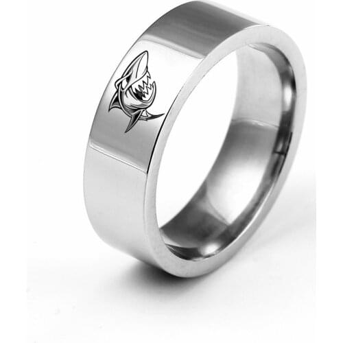 MOREDEAR Charm Design 6mm Stainless Steel Ring For Men and Women Shark Ring