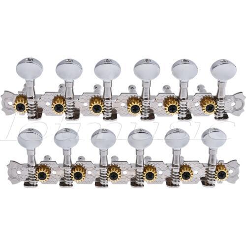 Guitar Tuning Pegs 6L6R Machine Heads Keys Tuners for 12 String Steel Guitar Inline Tuning