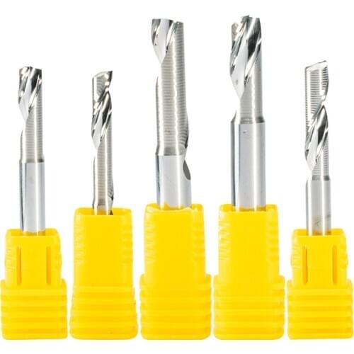 2PC 3.175/4/5/6/8mm 6.35mm Single One Flute Milling Cutter Aluminum CNC Tool Solid Carbide alucobond End mill Router Bits Copper
