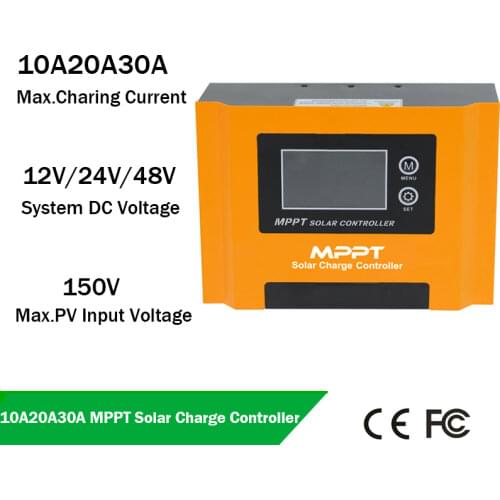 Solar Charge Controller LCD Display 10A 20A 30A MPPT 12V 24V 48V Auto Solar Cell Panel Charger Regulator street lmp monitoring