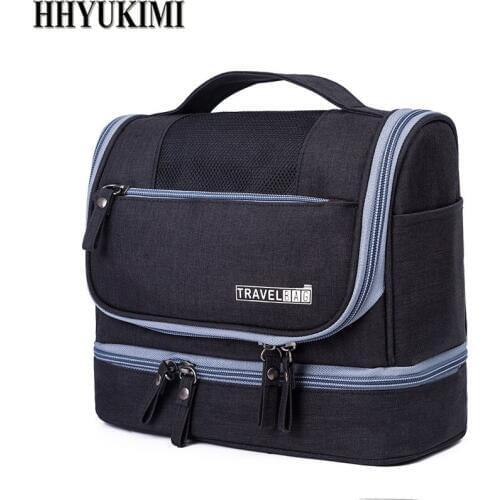 HHYUKIMI Travel Cosmetic Bag Fashion Double Storage Organizer Hanging Waterproof Beauty Wash Toiletry Makeup Bag For Men Women