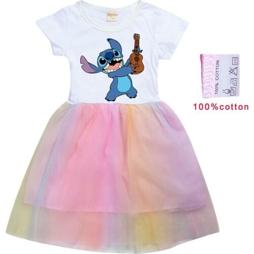 STITCH Girls Princess Summer Dresses Toddler Dress Kids Tutu Birthday Party Clothes for Children Ball Gown