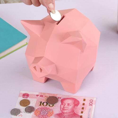 Personality abstract cute pig resin Money Boxes Creative art geometric line decoration piggy bank