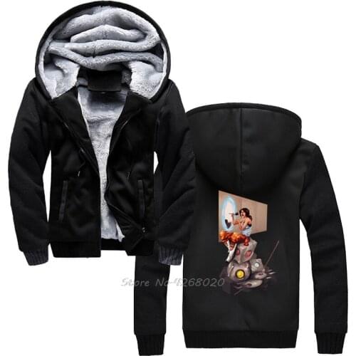 Fashion Mens Hoodie Portal Glados And Chell Gaming Gamer Artwork Awesome Hoodies Winter Keep Warm Thicken Harajuku Streetwear