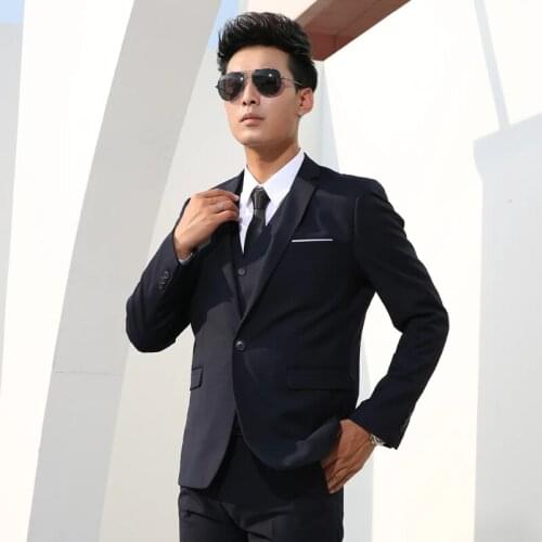 Fashion Men Suits Slim Fit Business Formal Casual Classic Suit Wedding Groom Party Prom Single Breasted Solid Color Black Gray